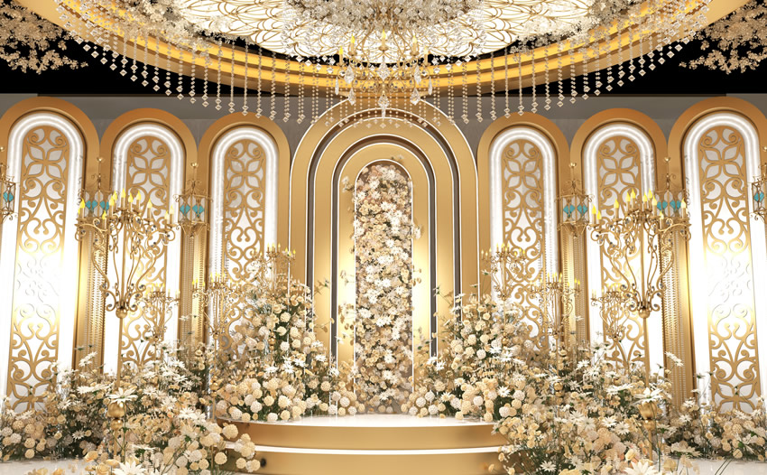 宁洱香槟色调婚礼堂效果展示